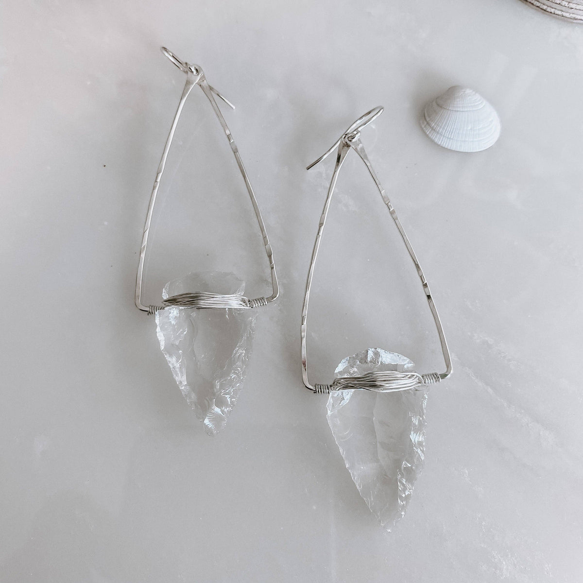Nala Quartz Crystal Arrowhead Earrings