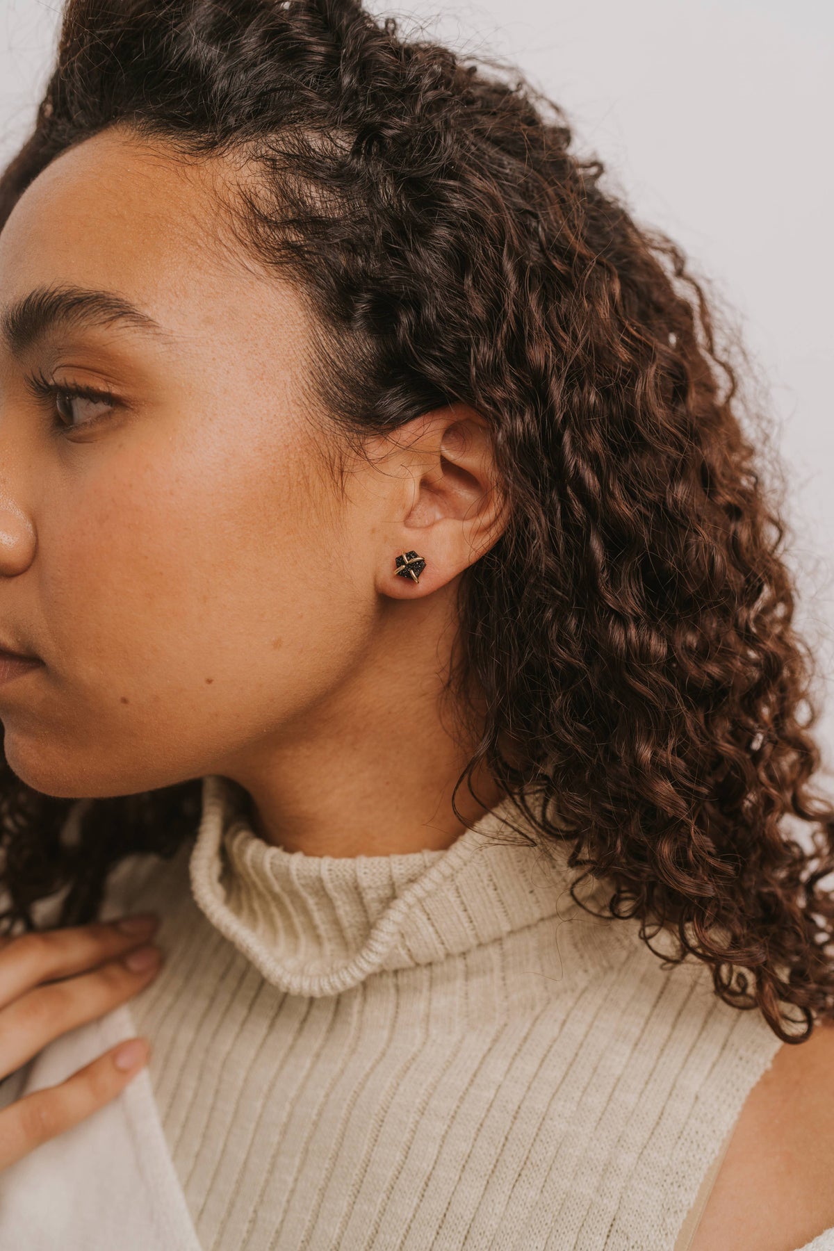 Druzy Prong - Black - Earrings