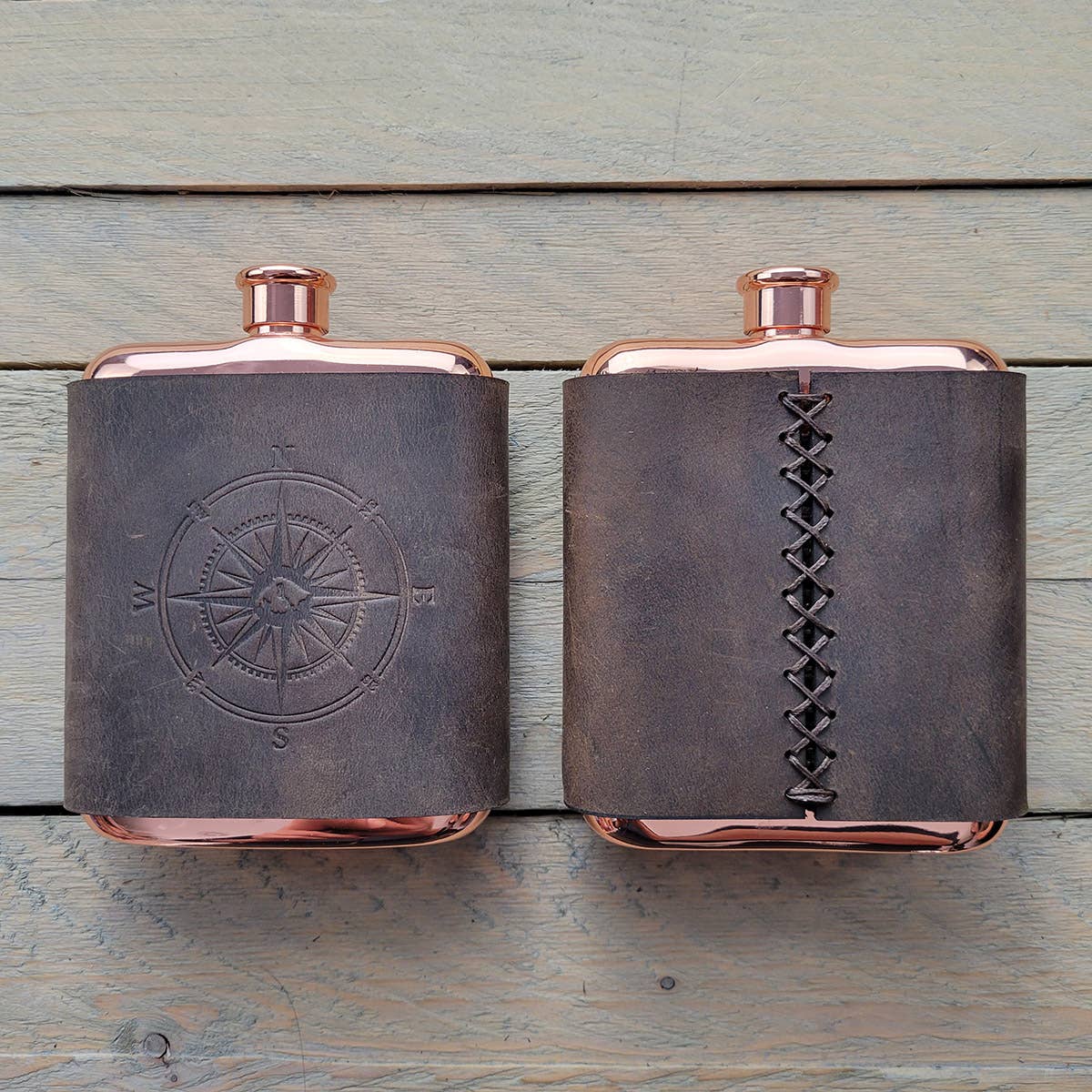 Genuine Leather Wrapped Flasks: Various Colors