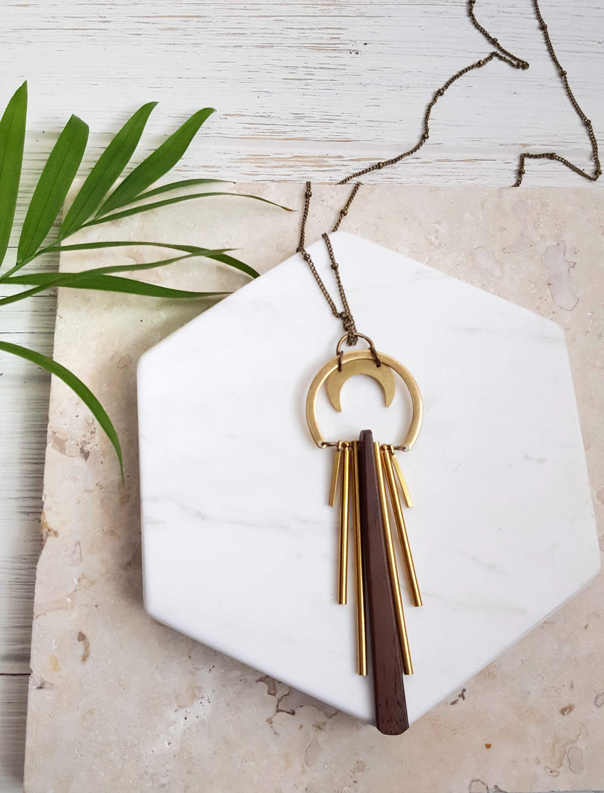 Boho Wood Geometric Necklace