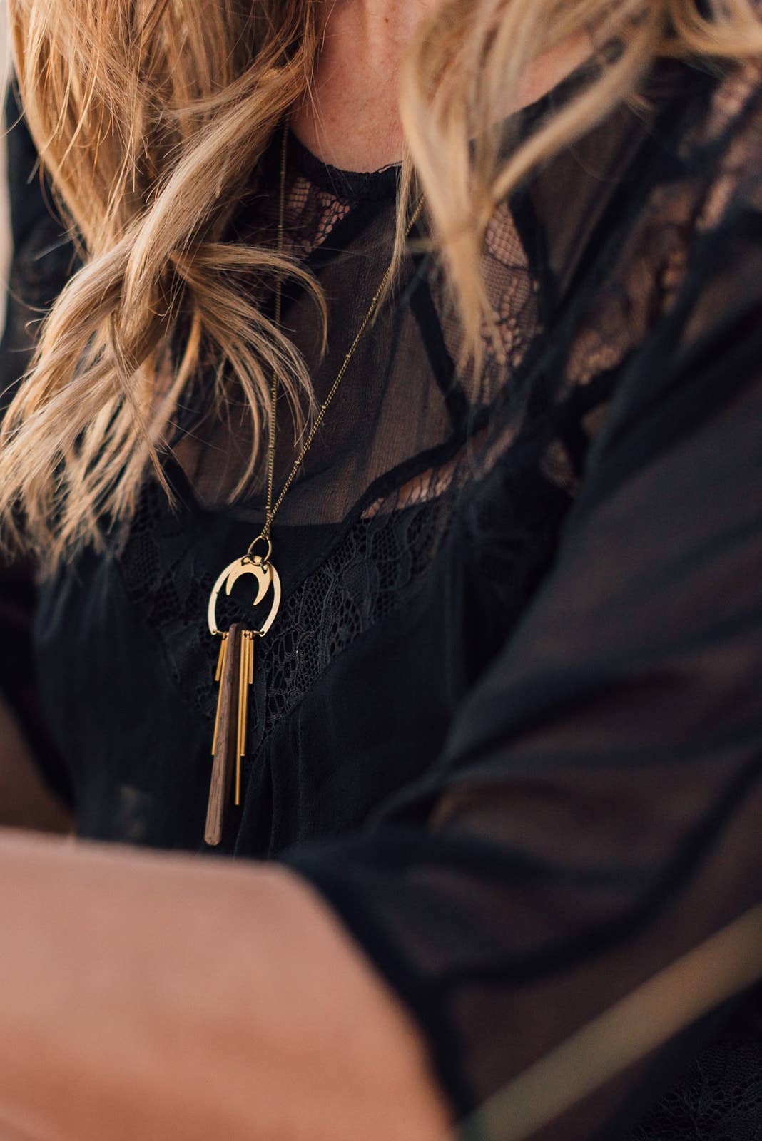 Boho Wood Geometric Necklace