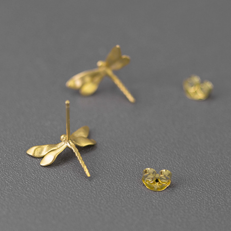 Minimalist Dragonfly Stud Earrings