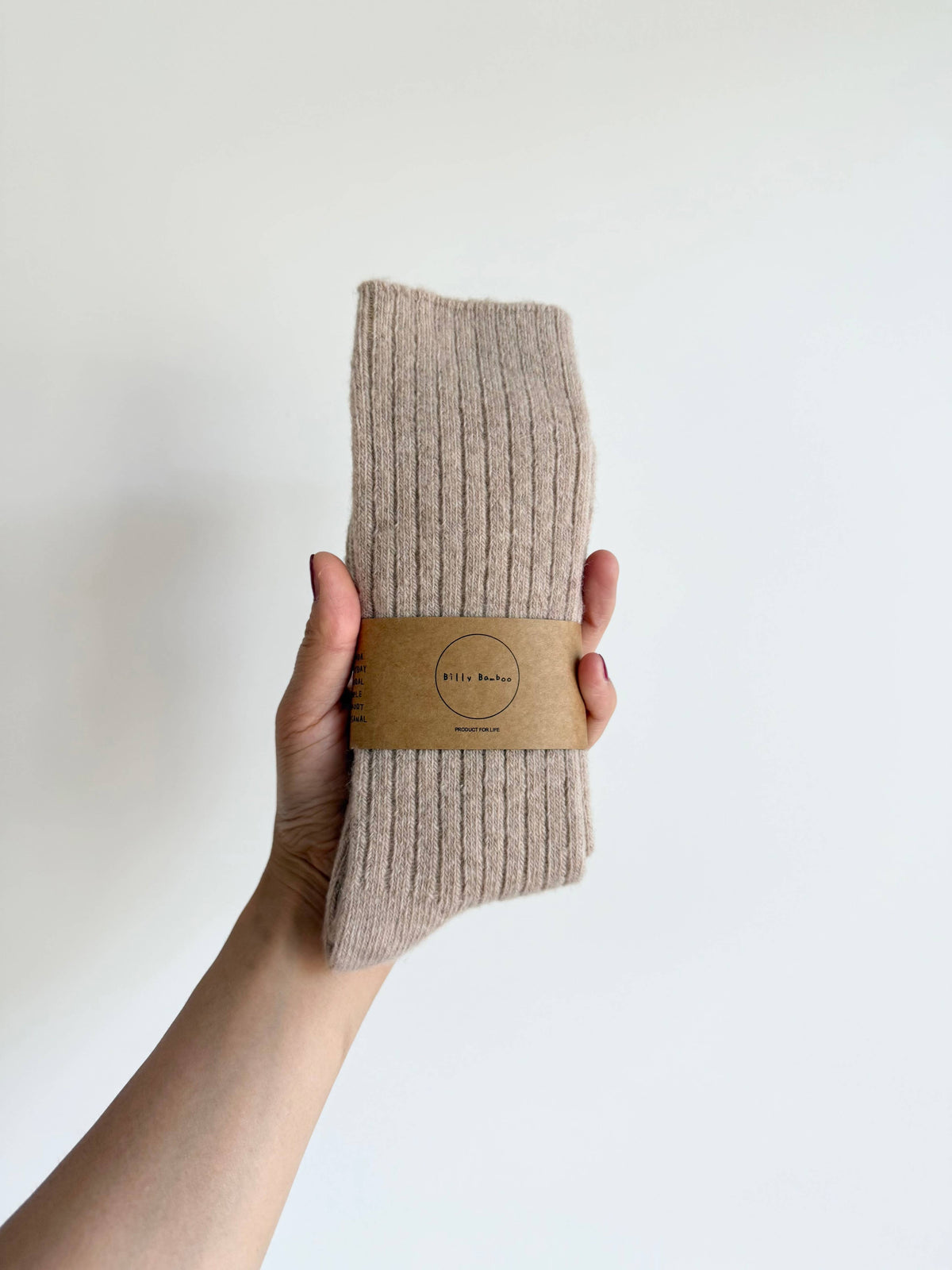 ICELAND WOOL BLEND HIGH SOCKS: Sand