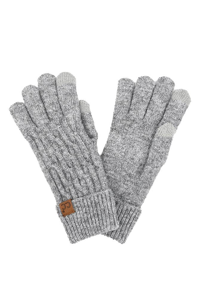 Recycled Fiber Cable Knit Gloves:: Gray