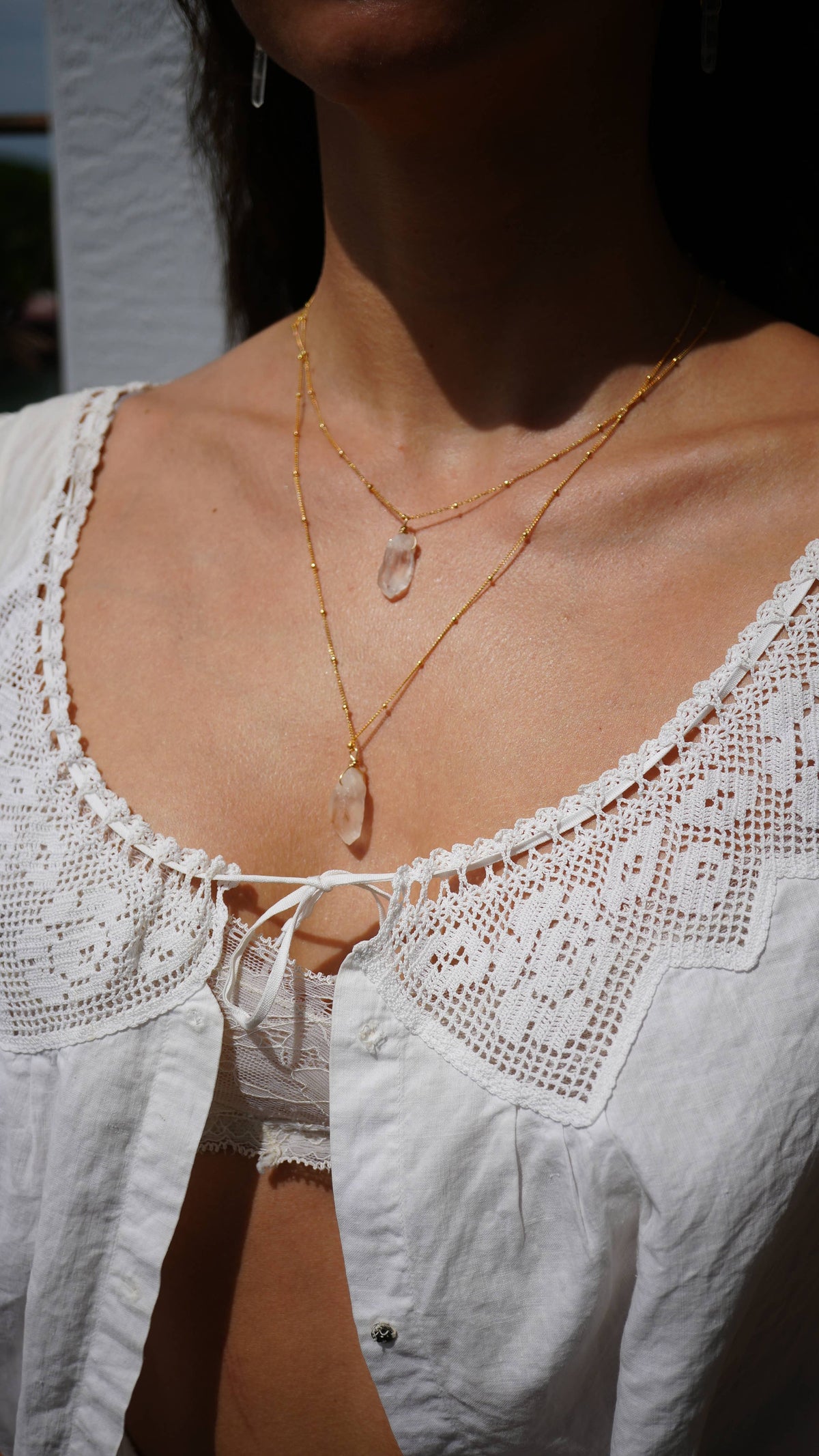 Rough Quartz Necklace || Satellite 14K Gold Filled Chain ||: 16 inches