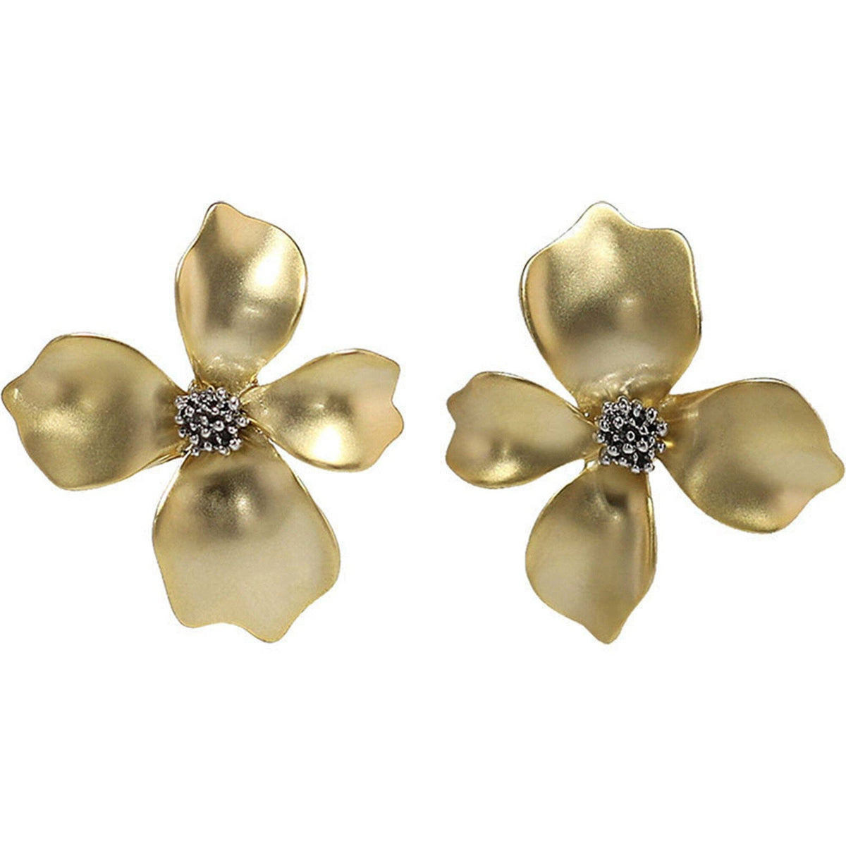 Gold Flower Petal Stud Earrings