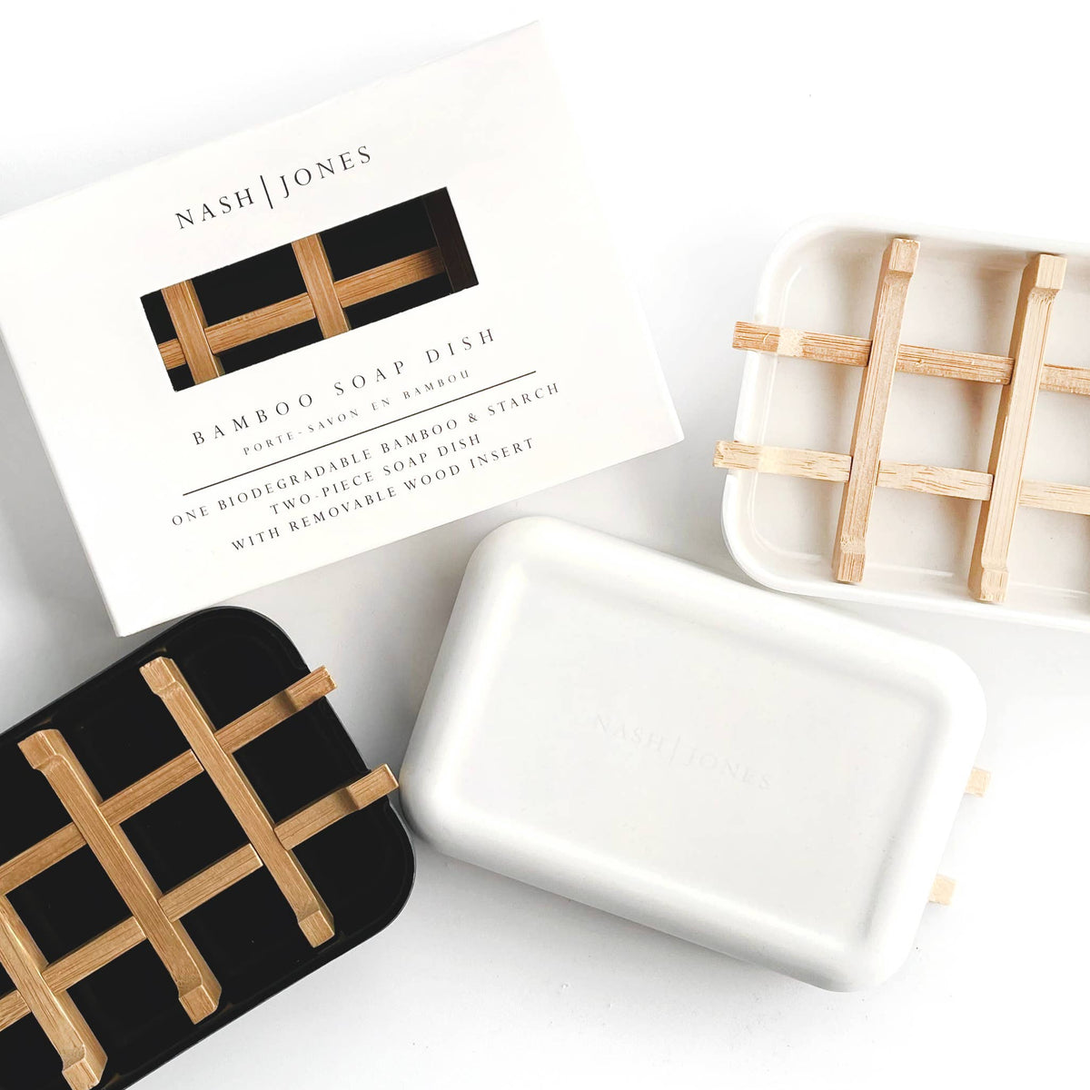 Bamboo Soap Dish: White
