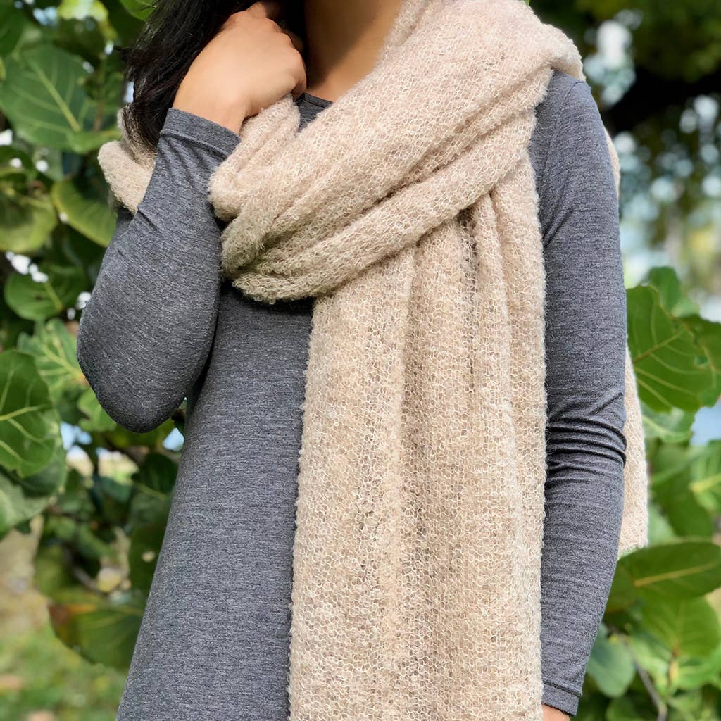 Ultra Plush Alpaca Scarf: Almond