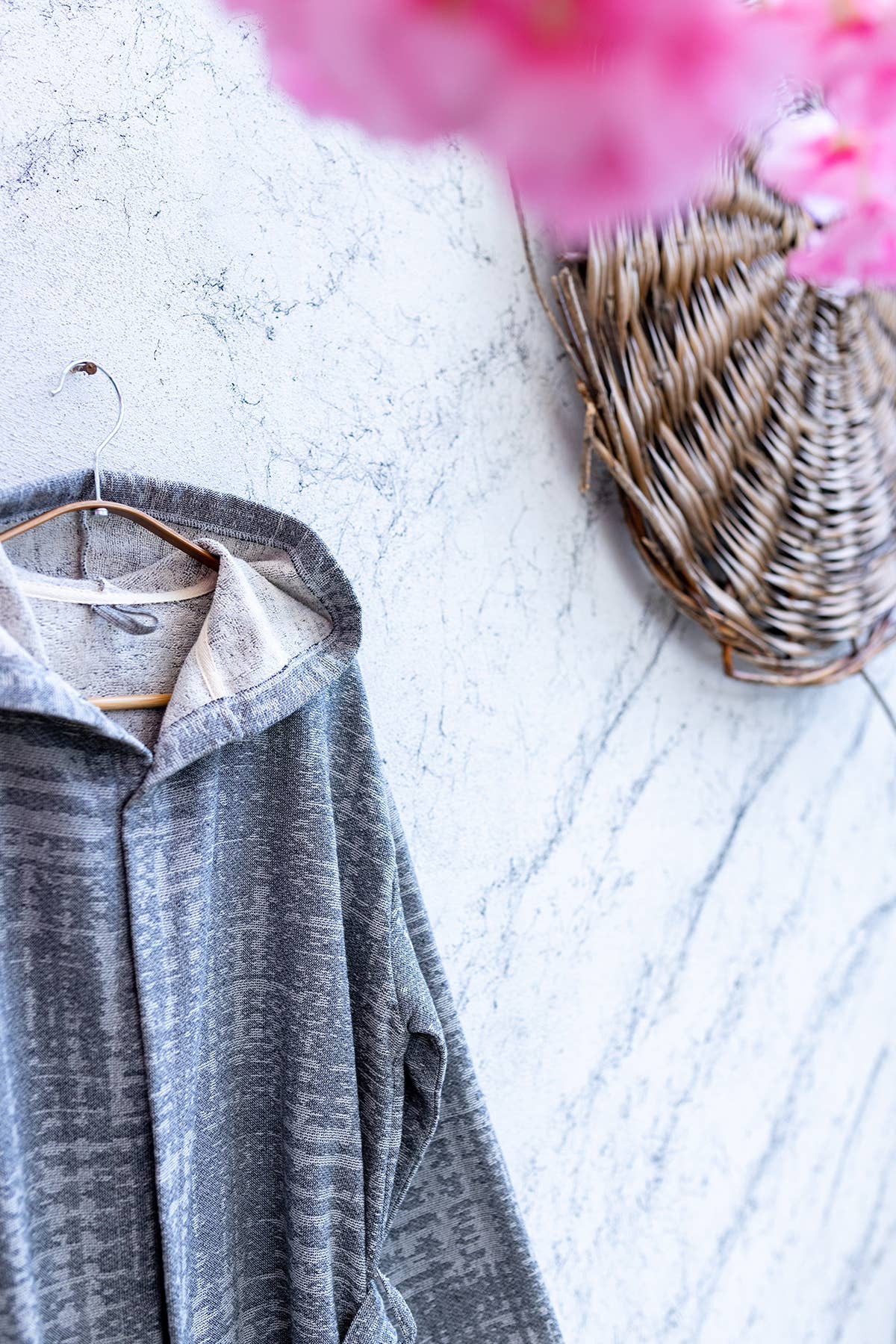 Terrybacked Bathrobe Turkish Cotton Light Weight Hood Quick: Gray