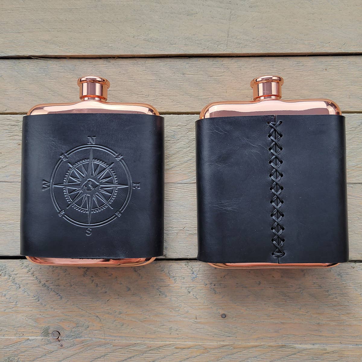 Genuine Leather Wrapped Flasks: Various Colors