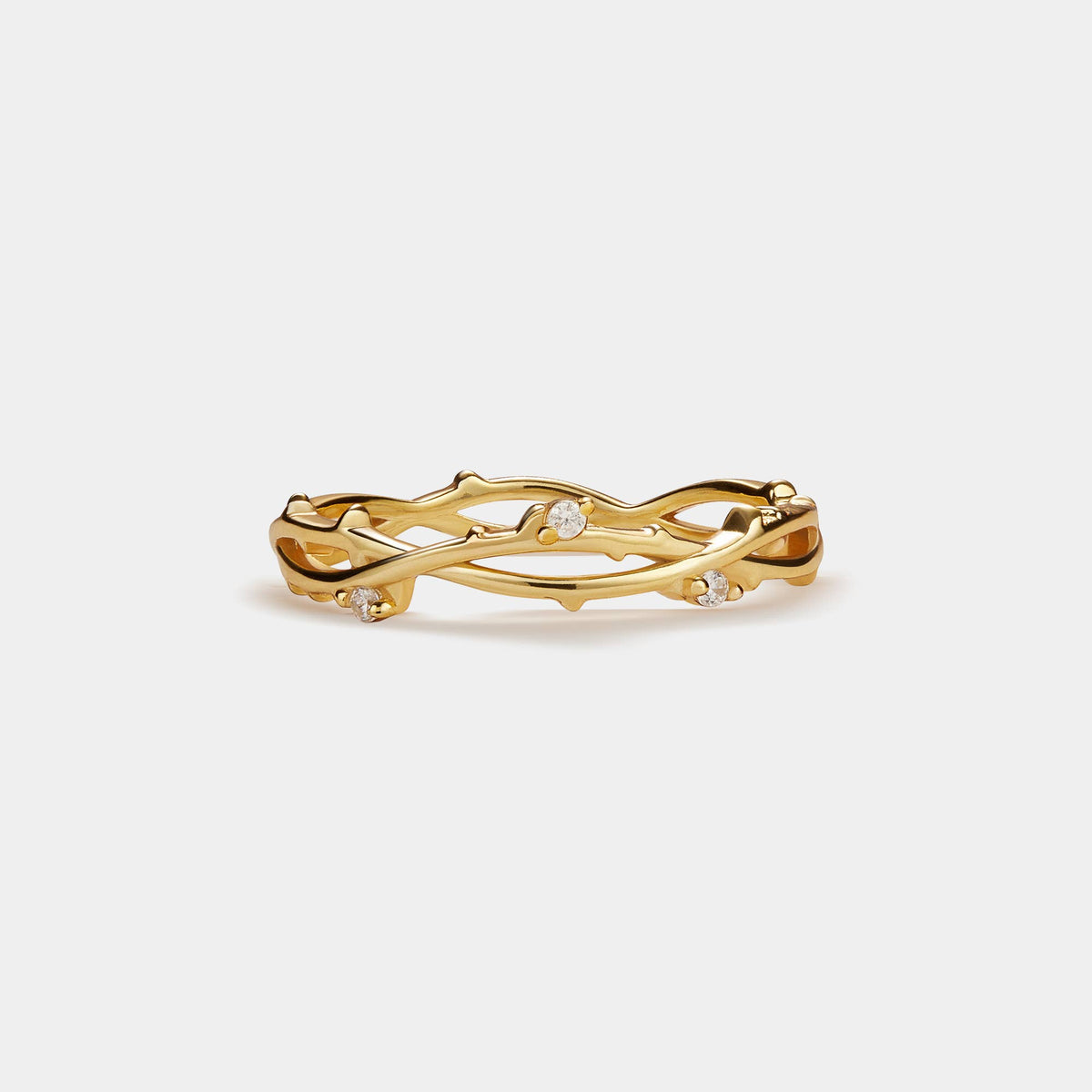Dainty Olive Vine Leaf Stacking Ring: Size 6