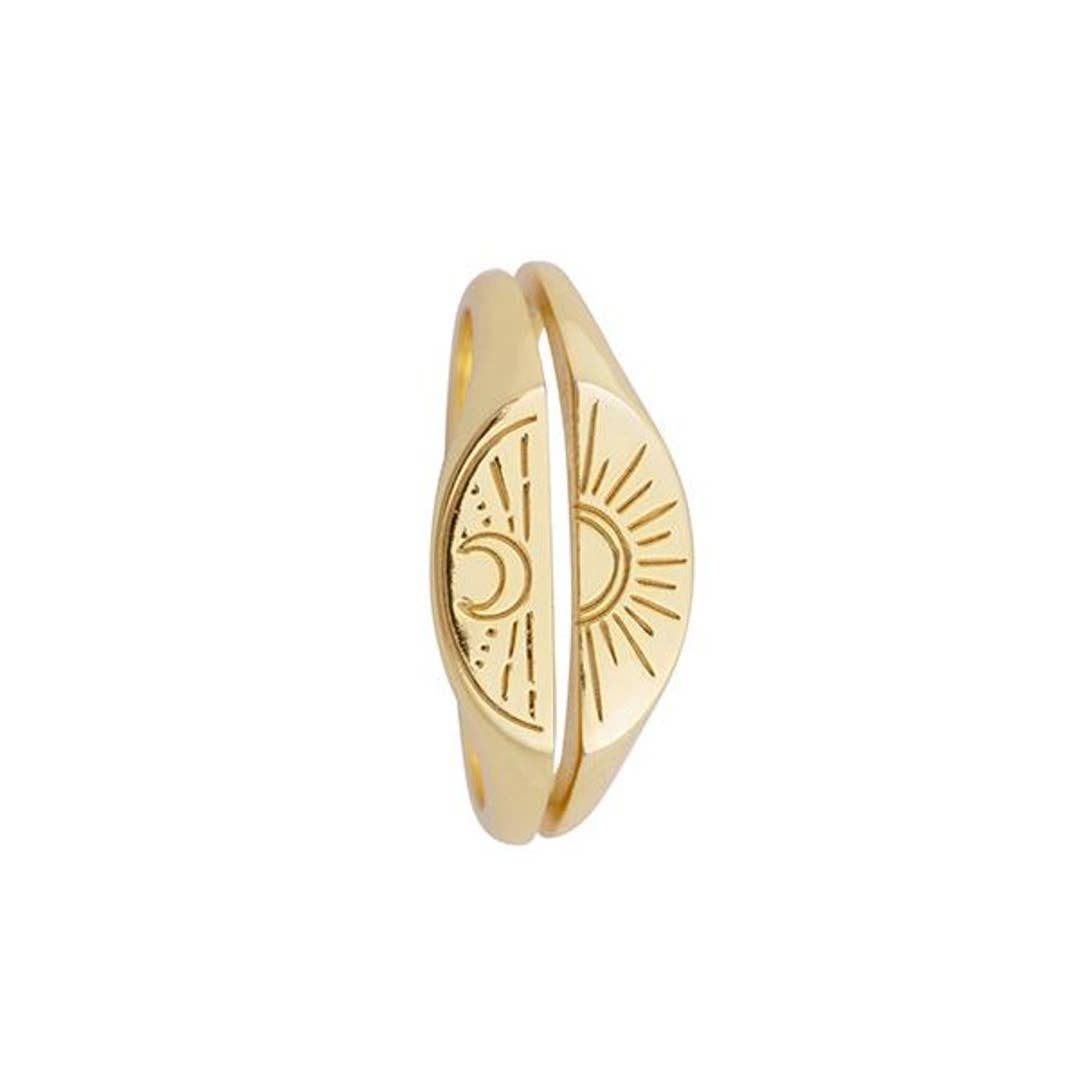 Sunset Sunrise 2 Piece Stacking Gold Ring: 7