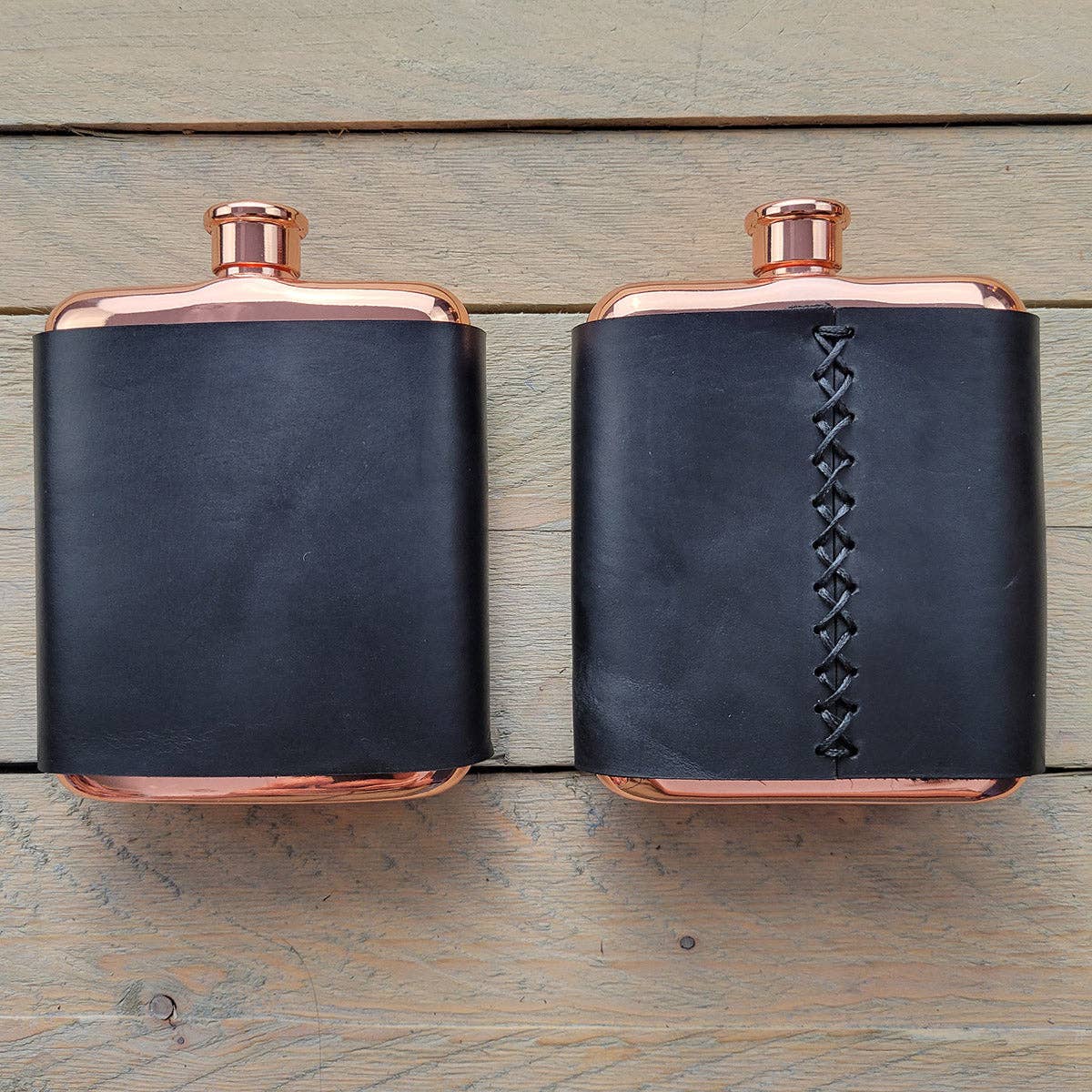Genuine Leather Wrapped Flasks: Various Colors