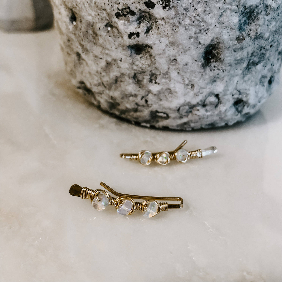 Opal Ear Climbers: 14k Gold Fill
