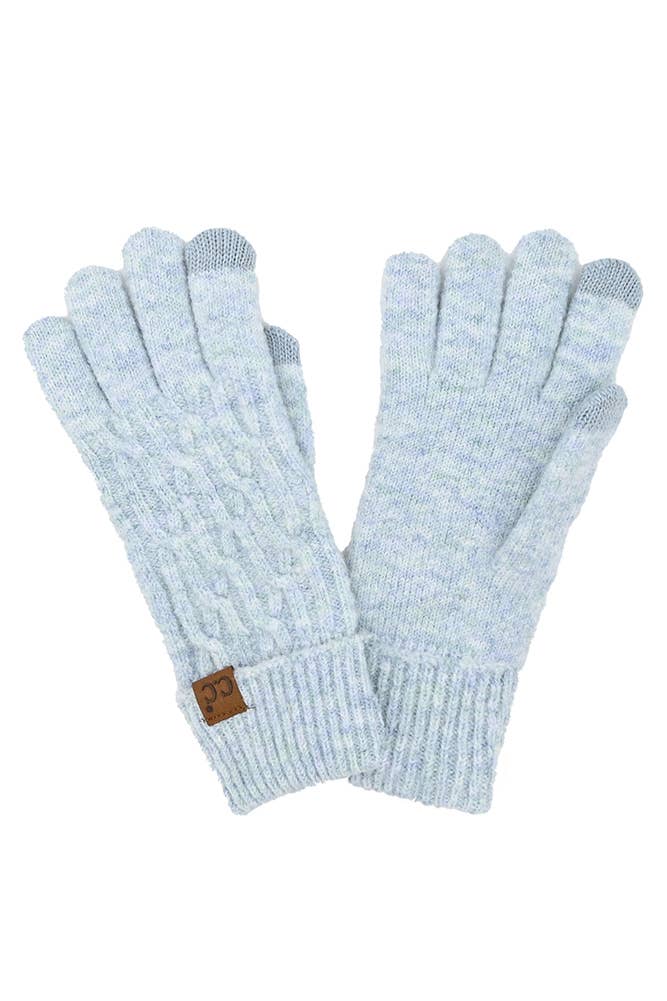 Recycled Fiber Cable Knit Gloves:: Gray