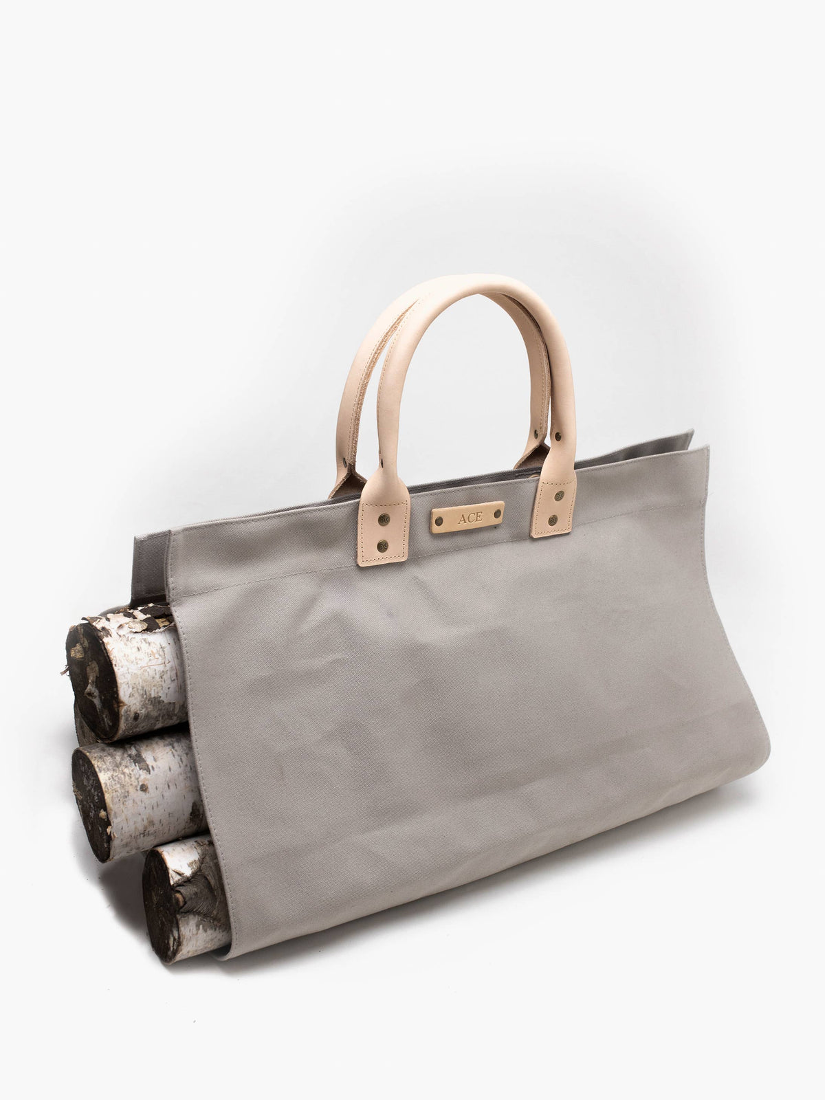 Canvas & Leather Log Carrier - Nautral