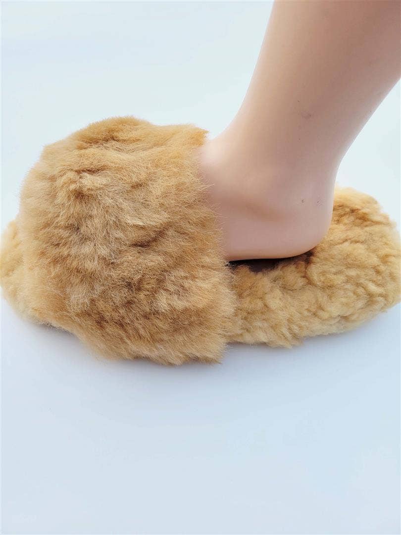 Slide-In Fluffy Alpaca Fur Slippers