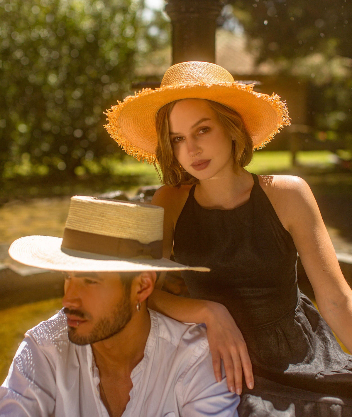 Playa (Loose straw) - Summer Straw Panama Hat Unisex: 10cm / Large