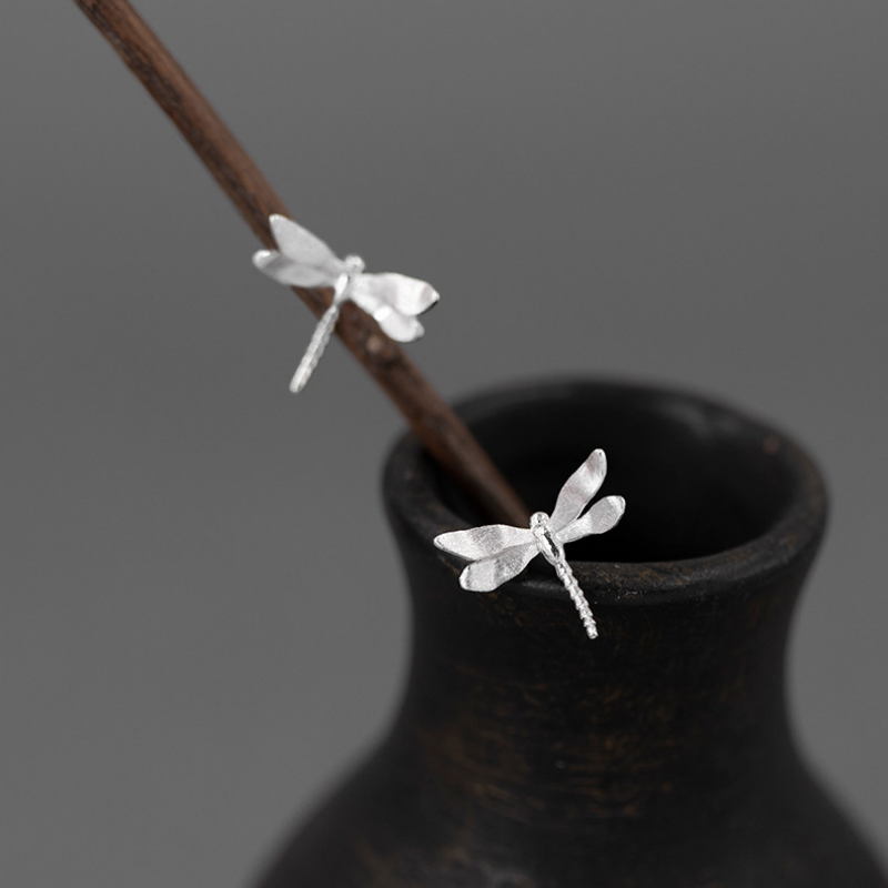 Minimalist Dragonfly Stud Earrings