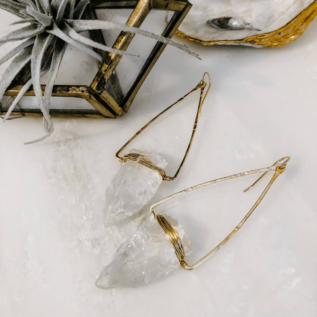Nala Quartz Crystal Arrowhead Earrings