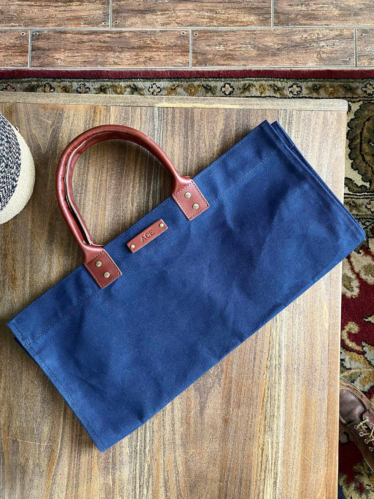 Canvas & Leather Log Carrier - Nautral