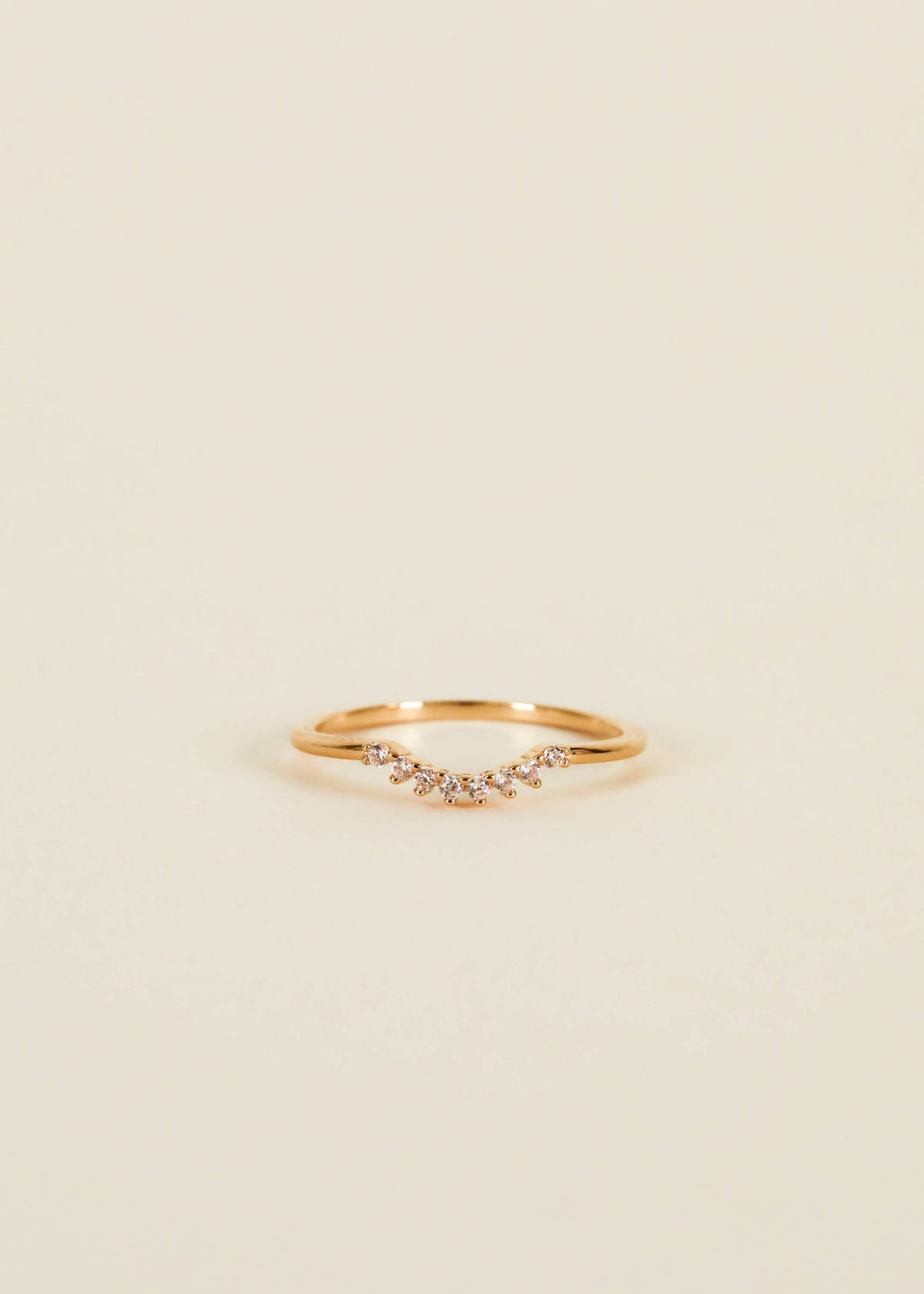 Gold Arched Crown Ring - Champagne Stones Size 7