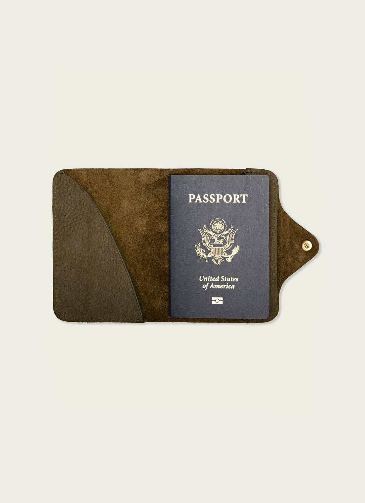 Handcrafted Leather Passport Wallet: Olive