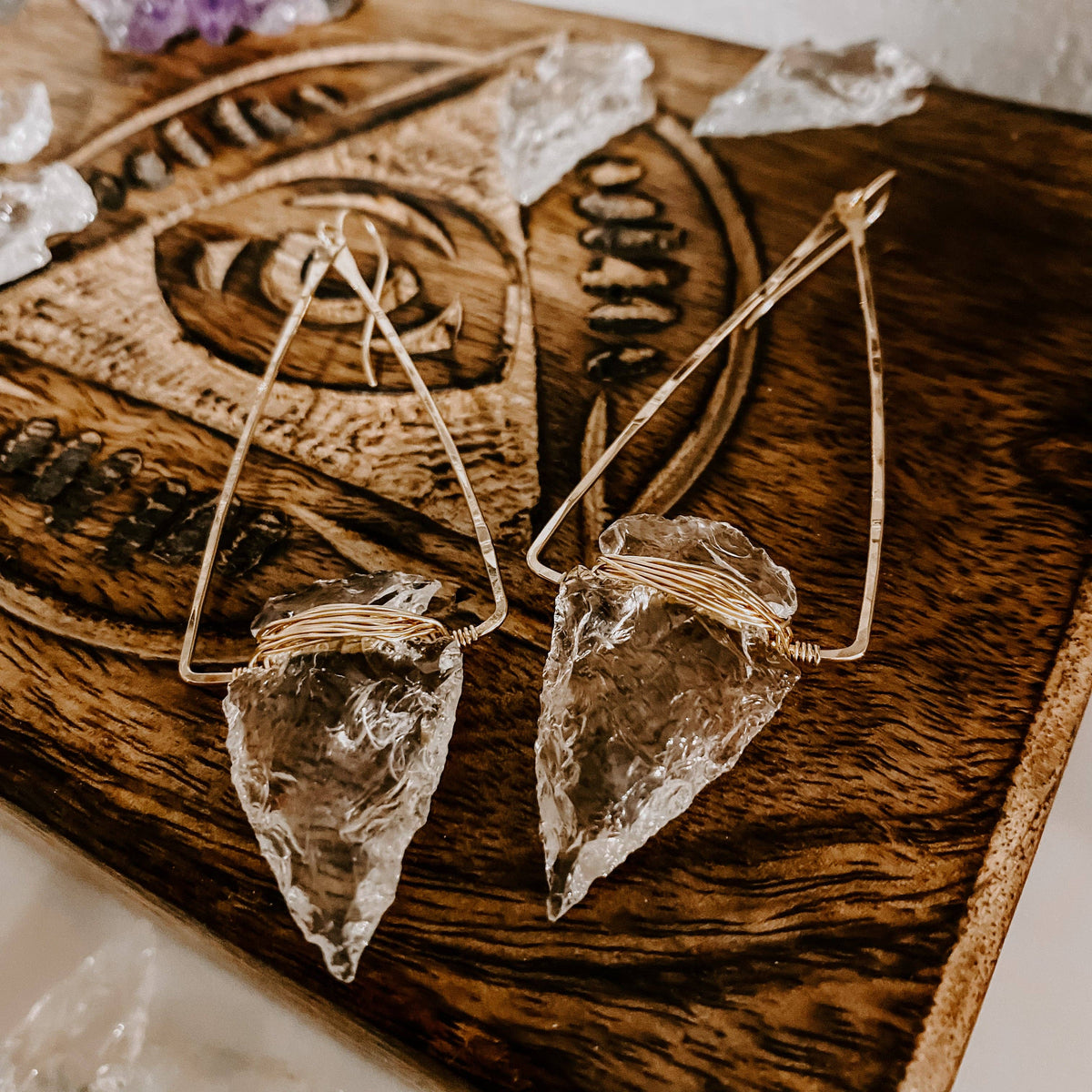 Nala Quartz Crystal Arrowhead Earrings