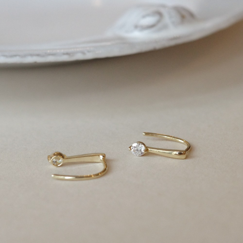 Dainty Geometric Huggie Hoop Earrings