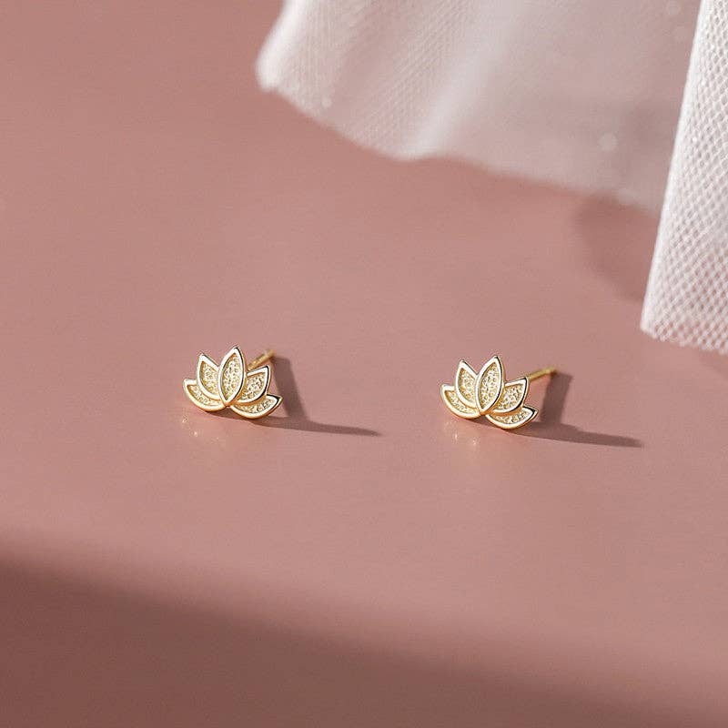 Lotus Flower Stud Earrings
