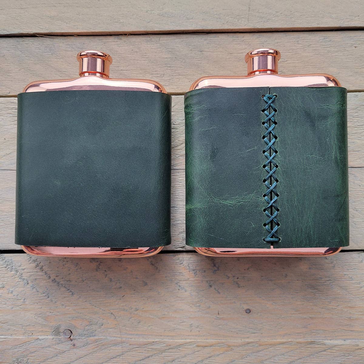 Genuine Leather Wrapped Flasks: Various Colors