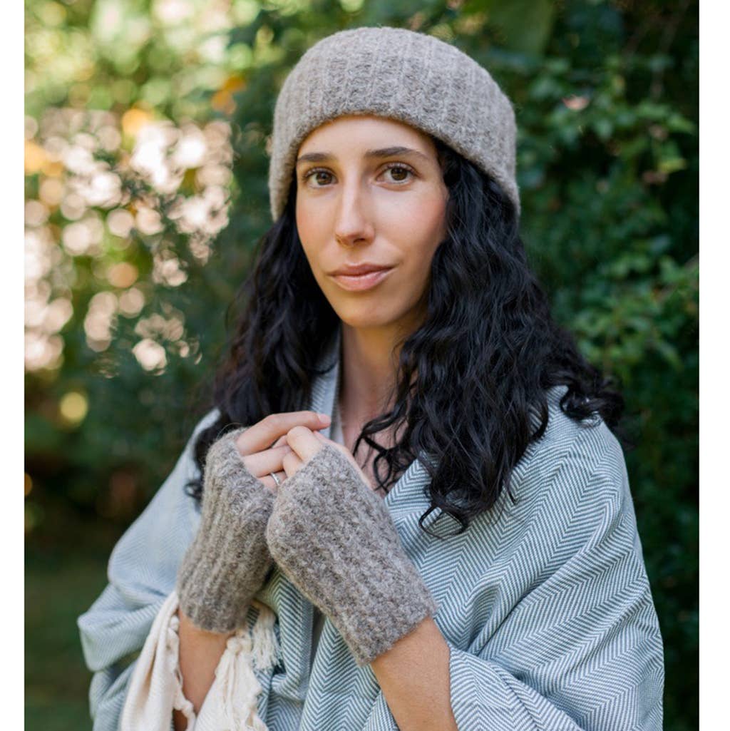 Autumn Brown Ribbed Alpaca Ear Warmer
