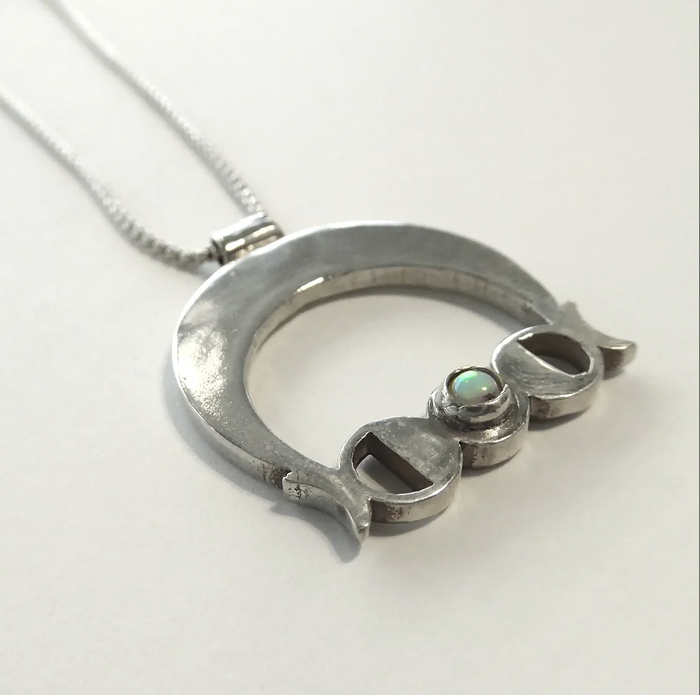 Moon Phase Pendant with Opal & Sterling Silver
