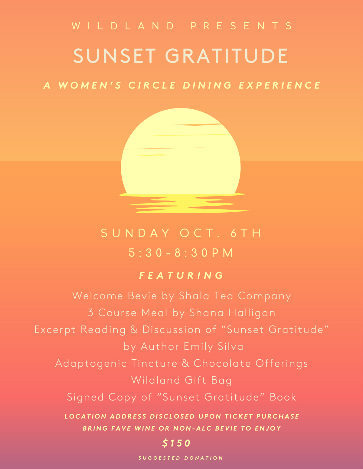 Sunset Gratitude Women's Circle Dining Experience