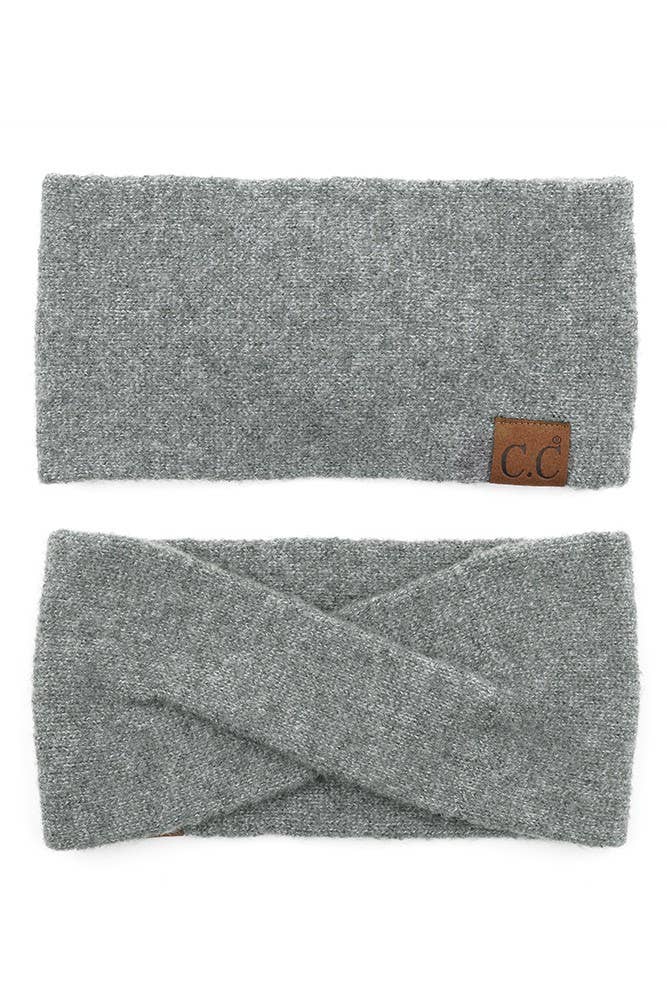 Soft Recycled Fiber + Cashmere Headwrap/Ear Warmer: Grey