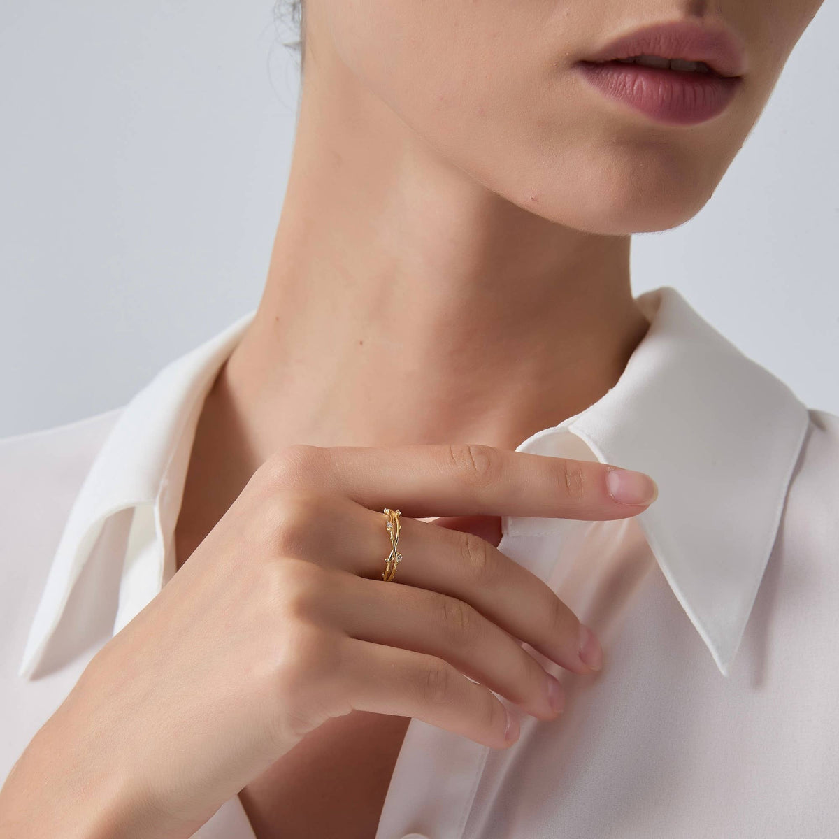 Dainty Olive Vine Leaf Stacking Ring: Size 6
