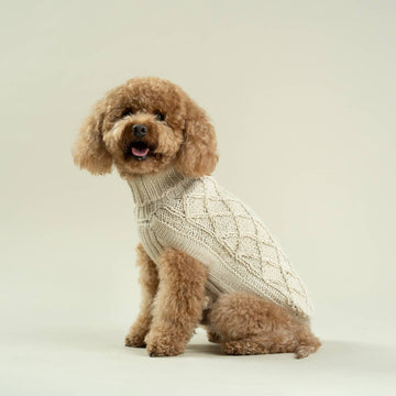 Diamond Knit Alpaca Dog Sweater Natural