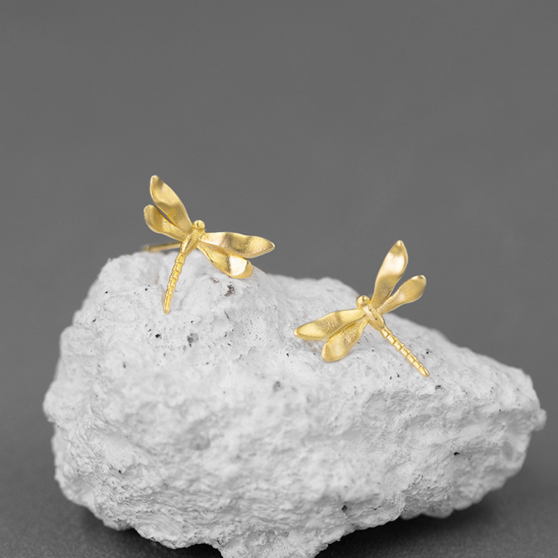 Minimalist Dragonfly Stud Earrings