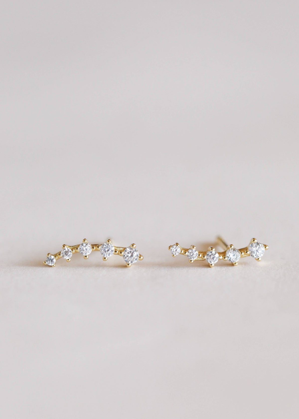 Crawler - White CZ - Gold Earring