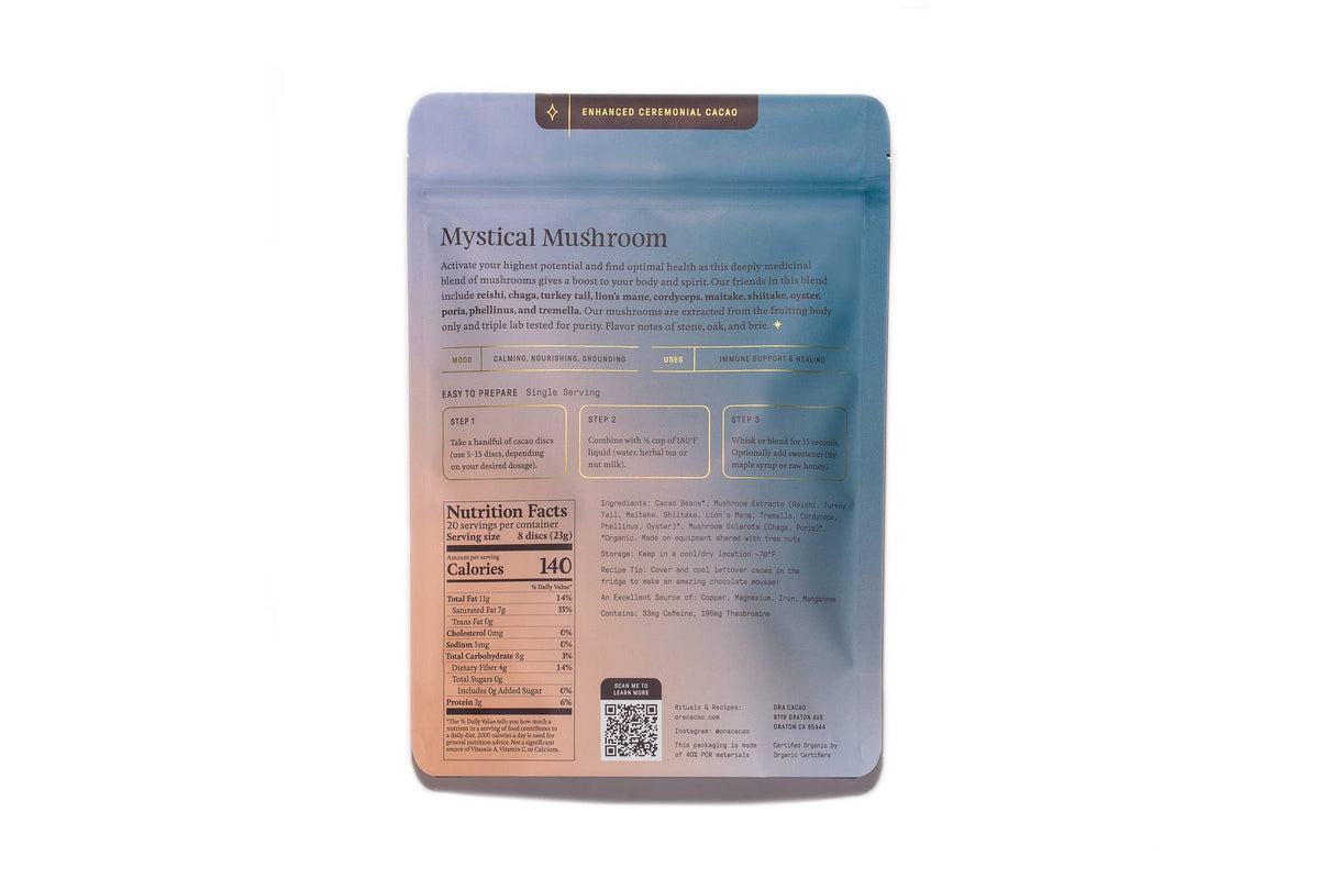 Mystical Mushroom Enhanced Cacao - Organic - Ceremonial: 1oz - Box of 12