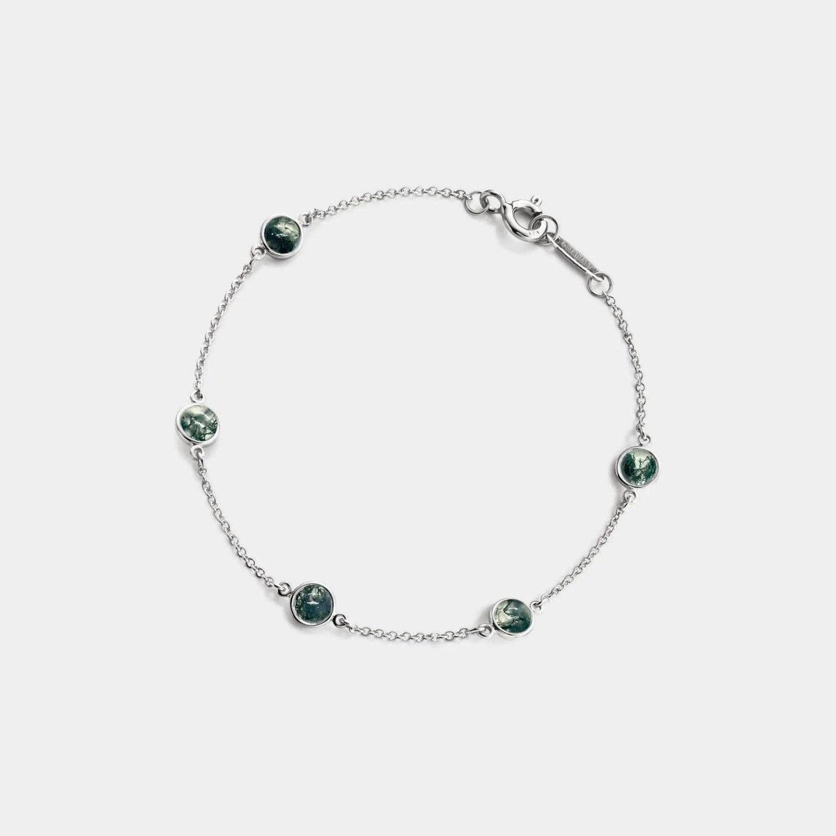 Moss Agate Station Charm Bracelet