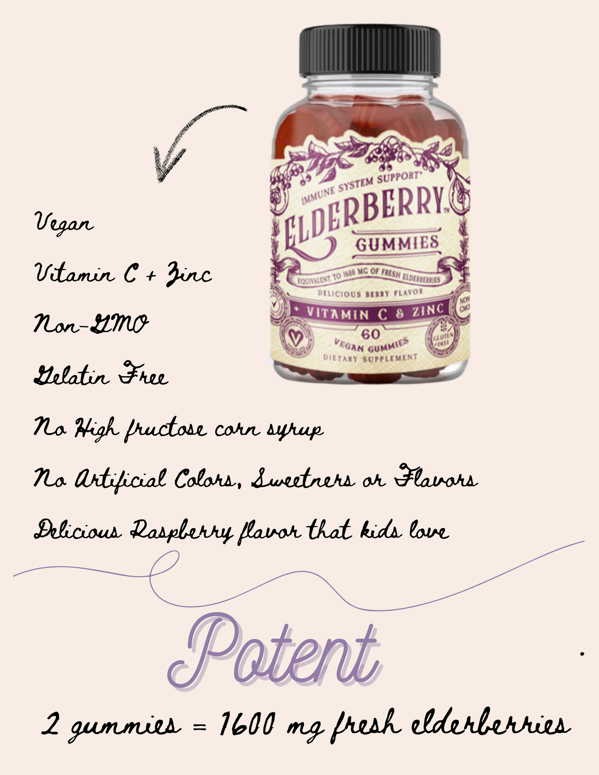 Elderberry Gummies w/ Vitamin C & Zinc