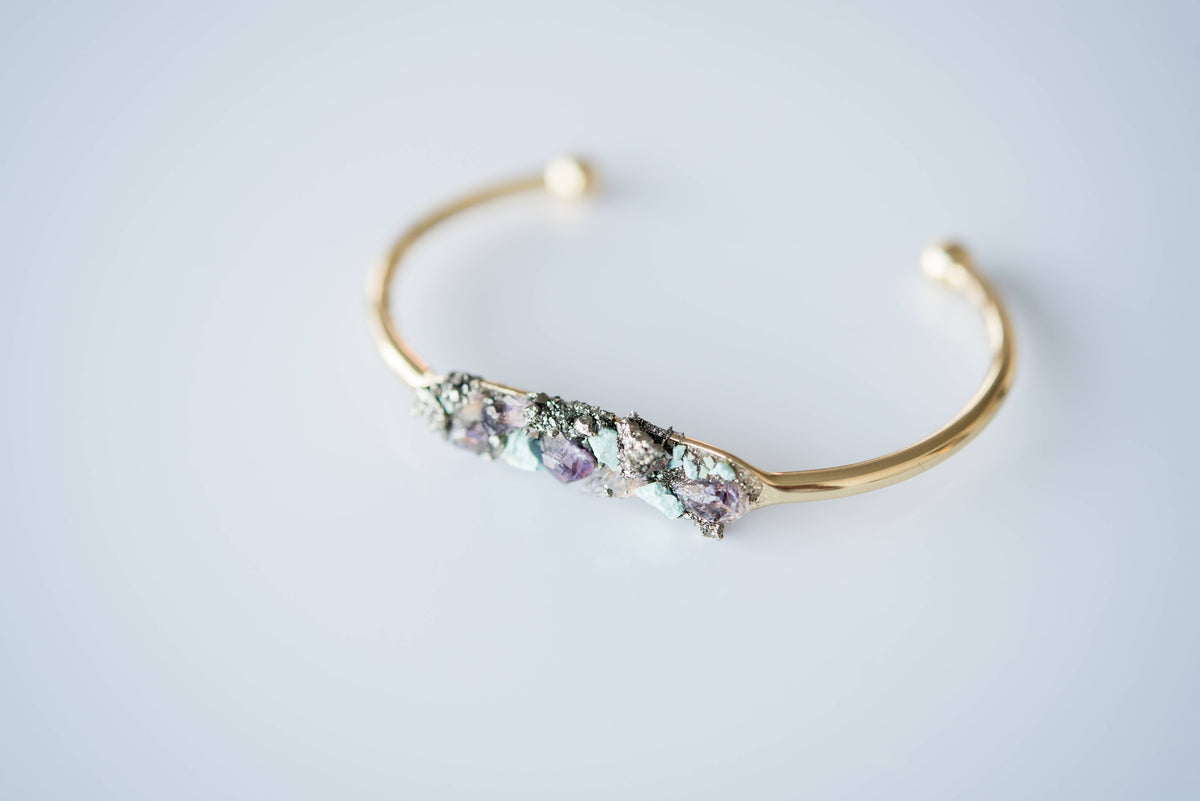 Crystal Cuff Bracelet Pyrite: Gold Plated