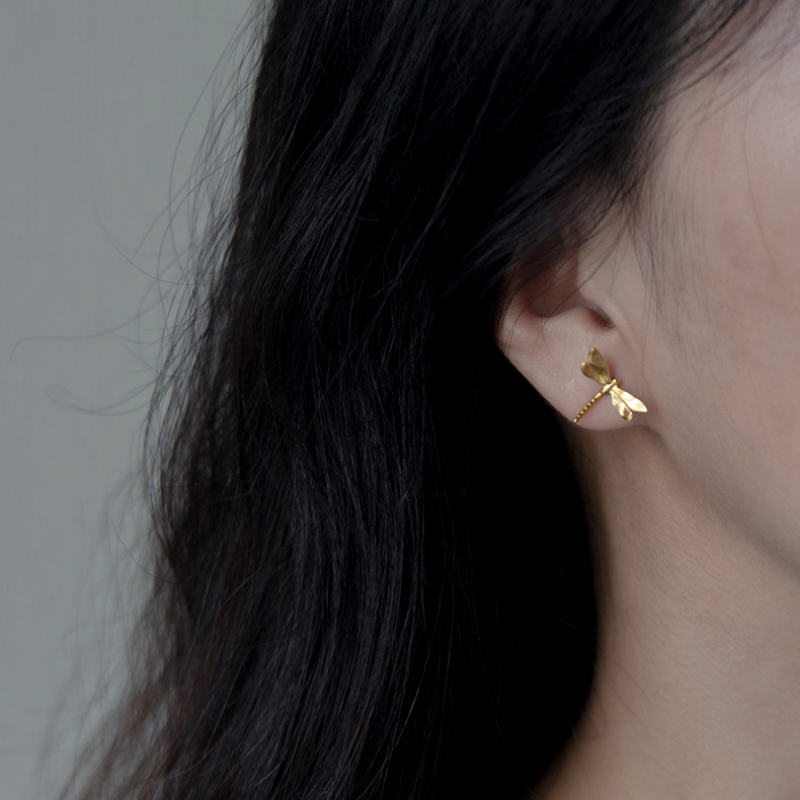 Minimalist Dragonfly Stud Earrings