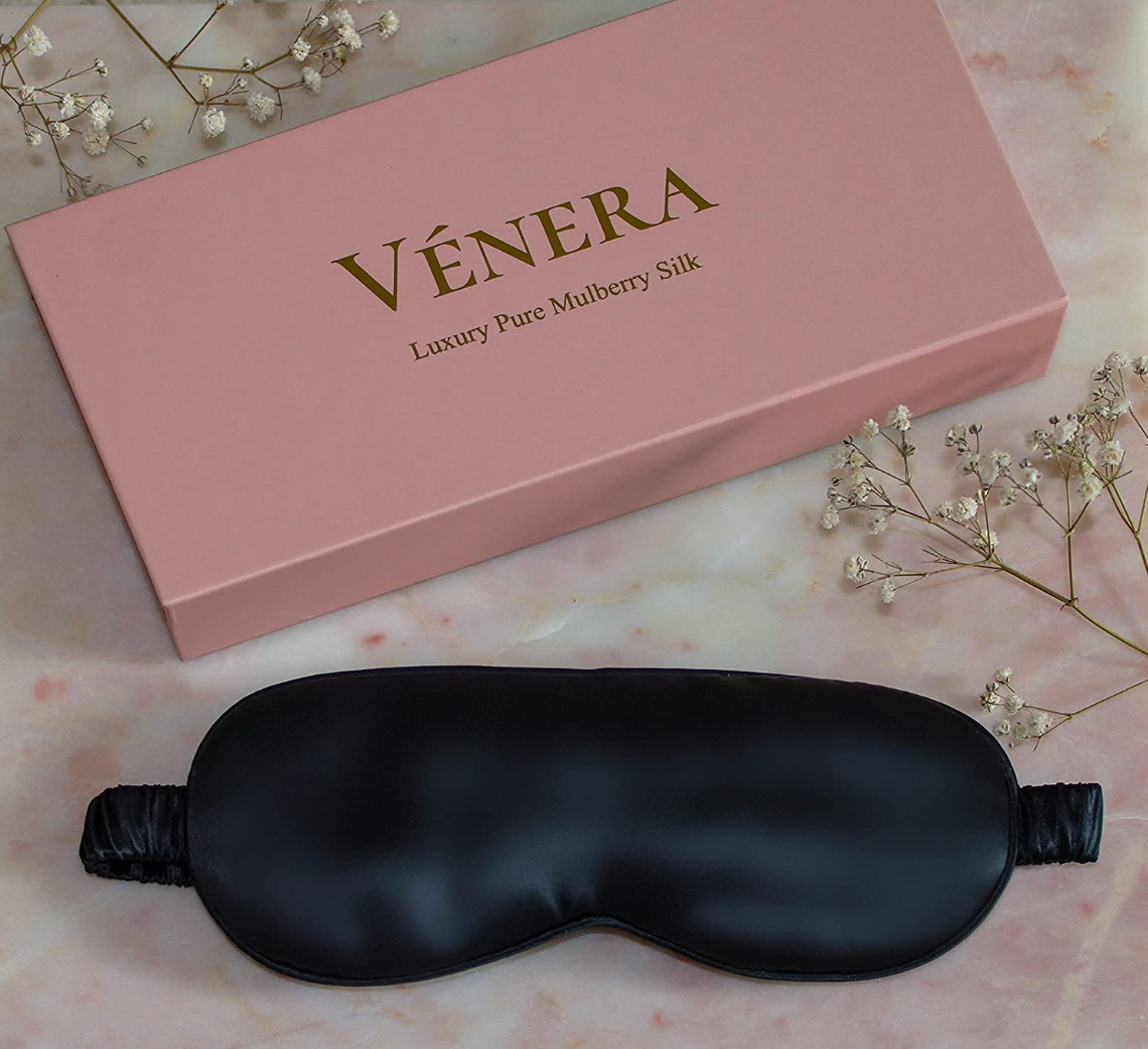 100% Pure Silk 3D Contour Sleep Mask - Black