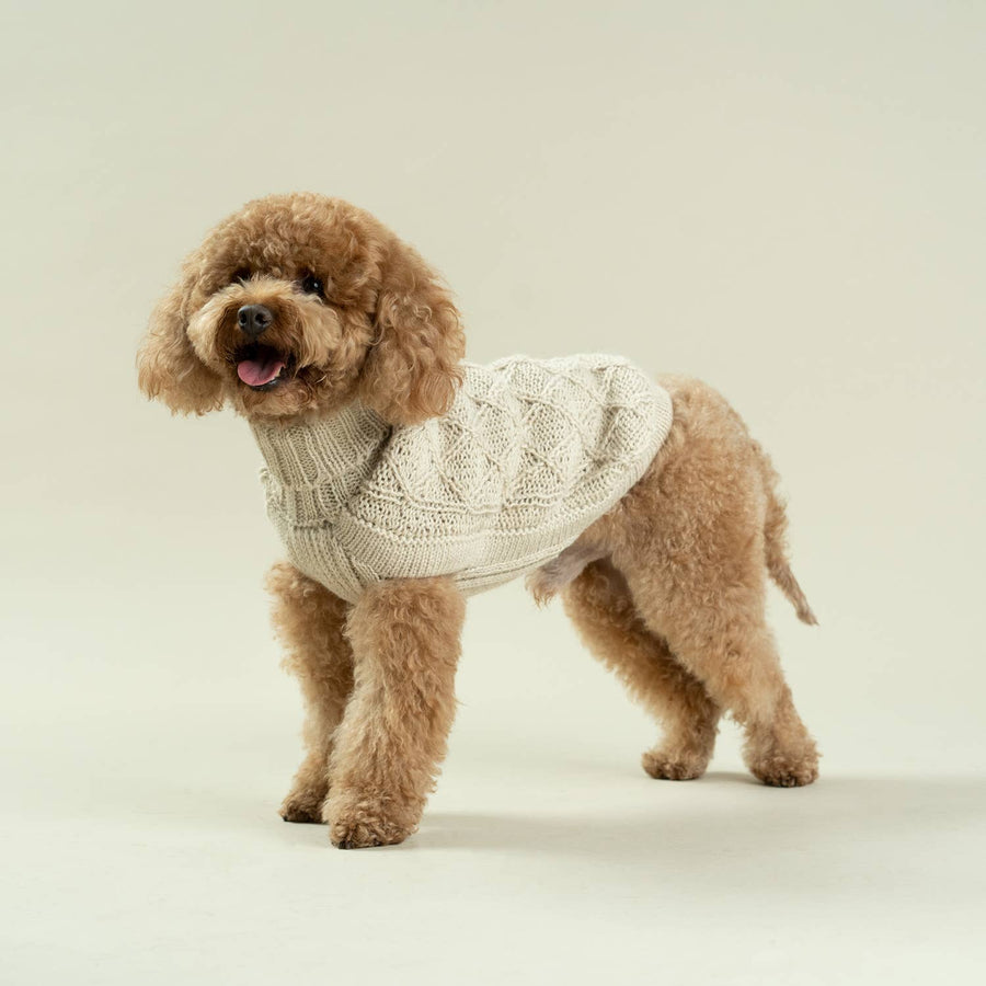 Diamond Knit Alpaca Dog Sweater Natural