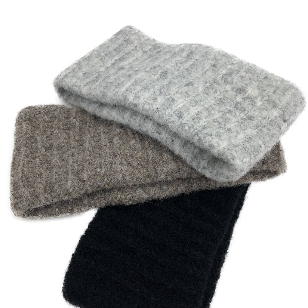 Autumn Brown Ribbed Alpaca Ear Warmer