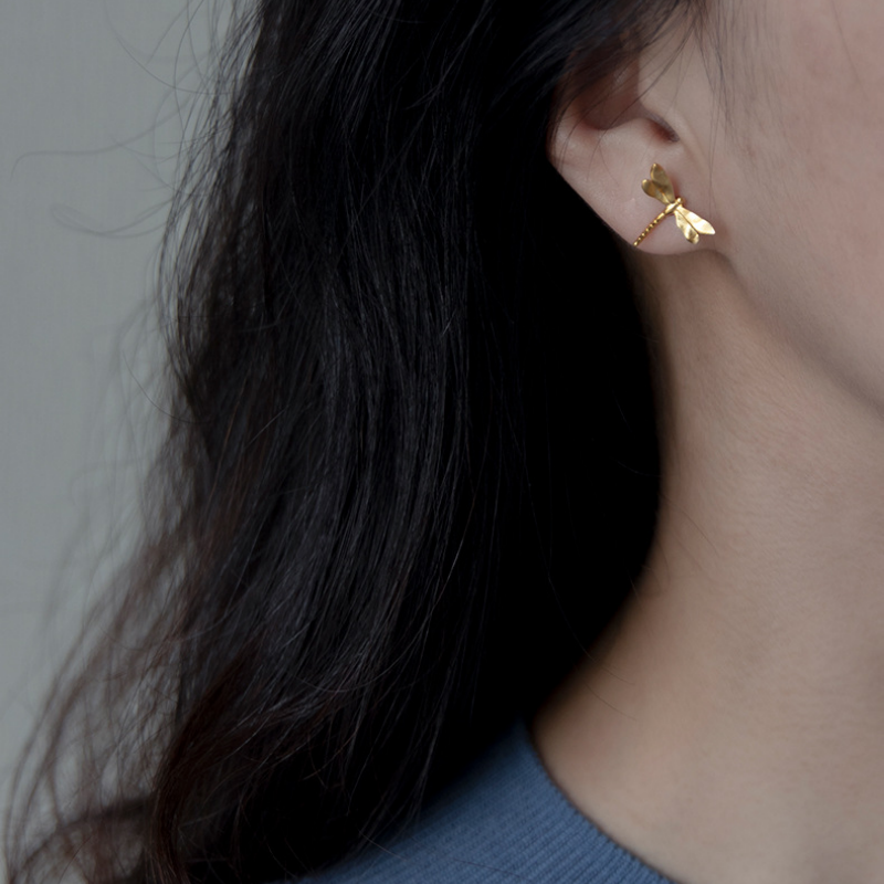 Minimalist Dragonfly Stud Earrings