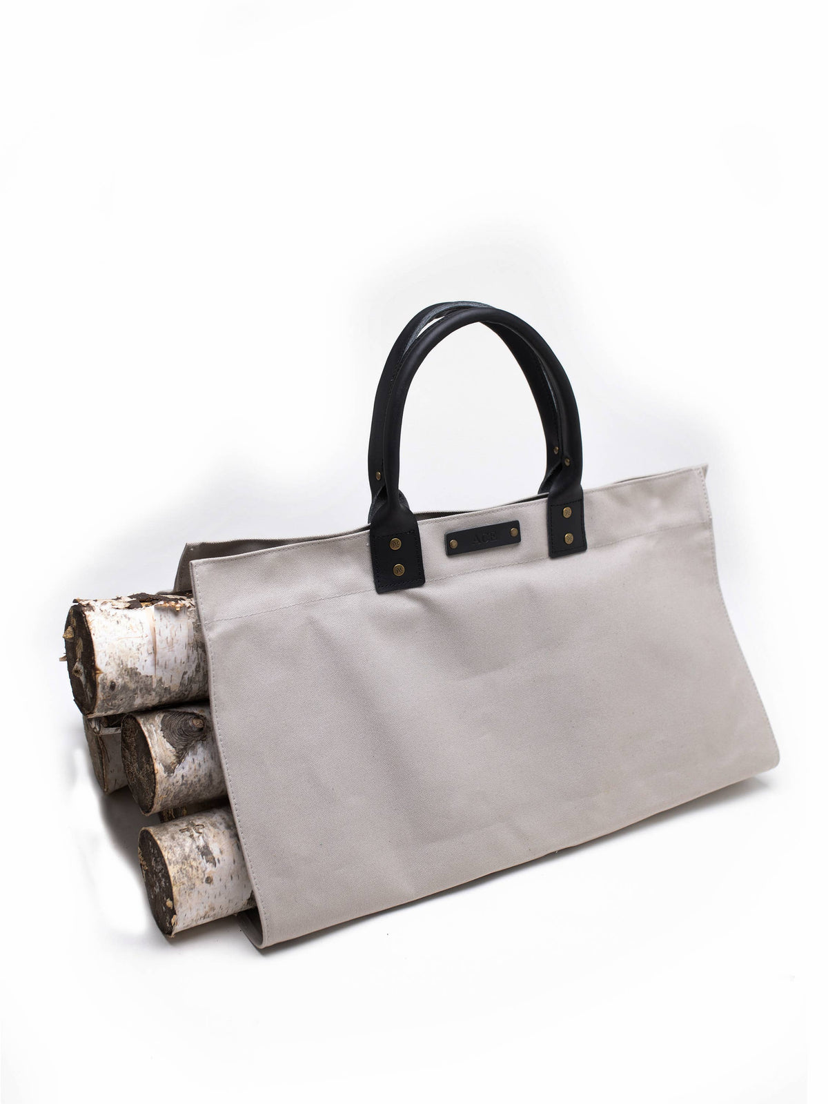 Canvas & Leather Log Carrier - Nautral