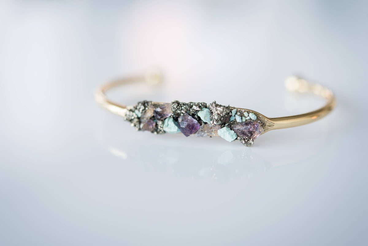 Crystal Cuff Bracelet Pyrite: Gold Plated
